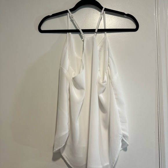 Olivia Grey Women’s Large Bright White Adjustable Spaghetti Strap Halter Blouse. - Picture 6 of 11